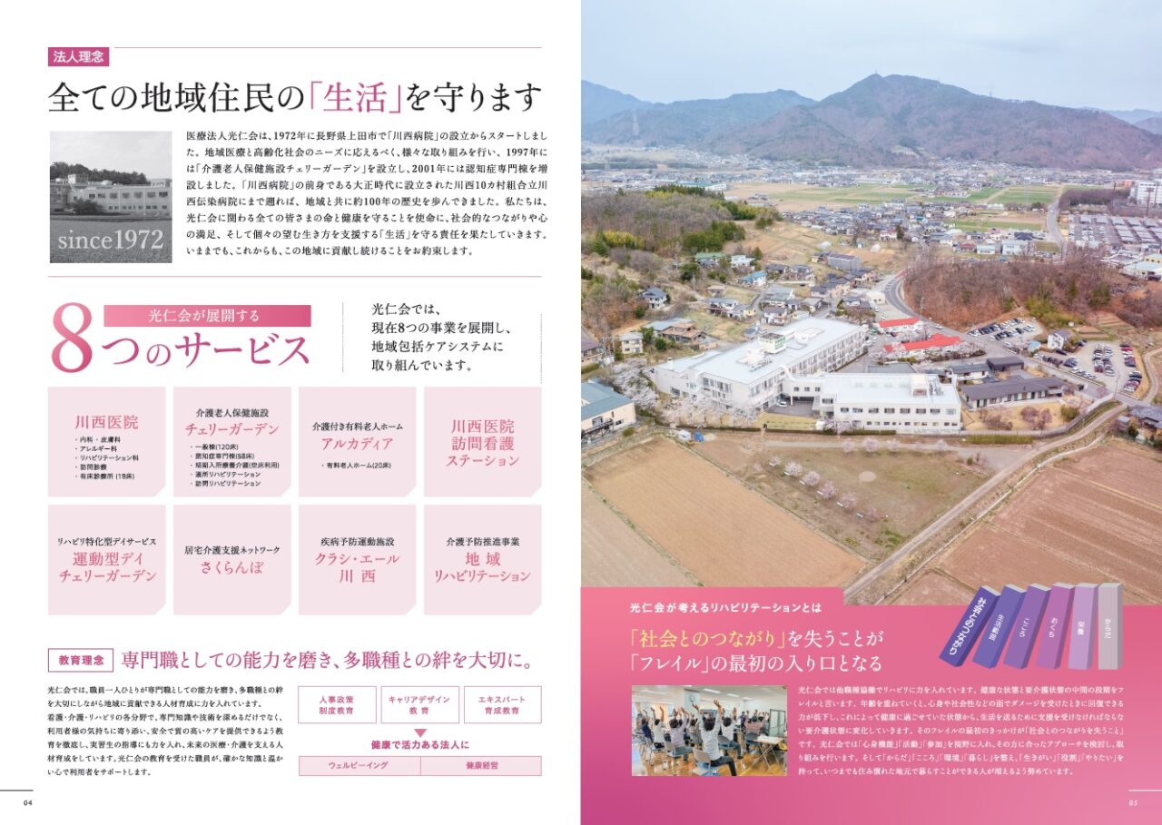 医療法人光仁会様の総合パンフレットデザインをお手伝いしました。